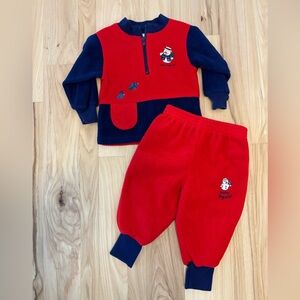 Vintage Oshkosh B’Gosh 12m Baby Set Track Sweatshirt Sweat Suit Snowman Holiday